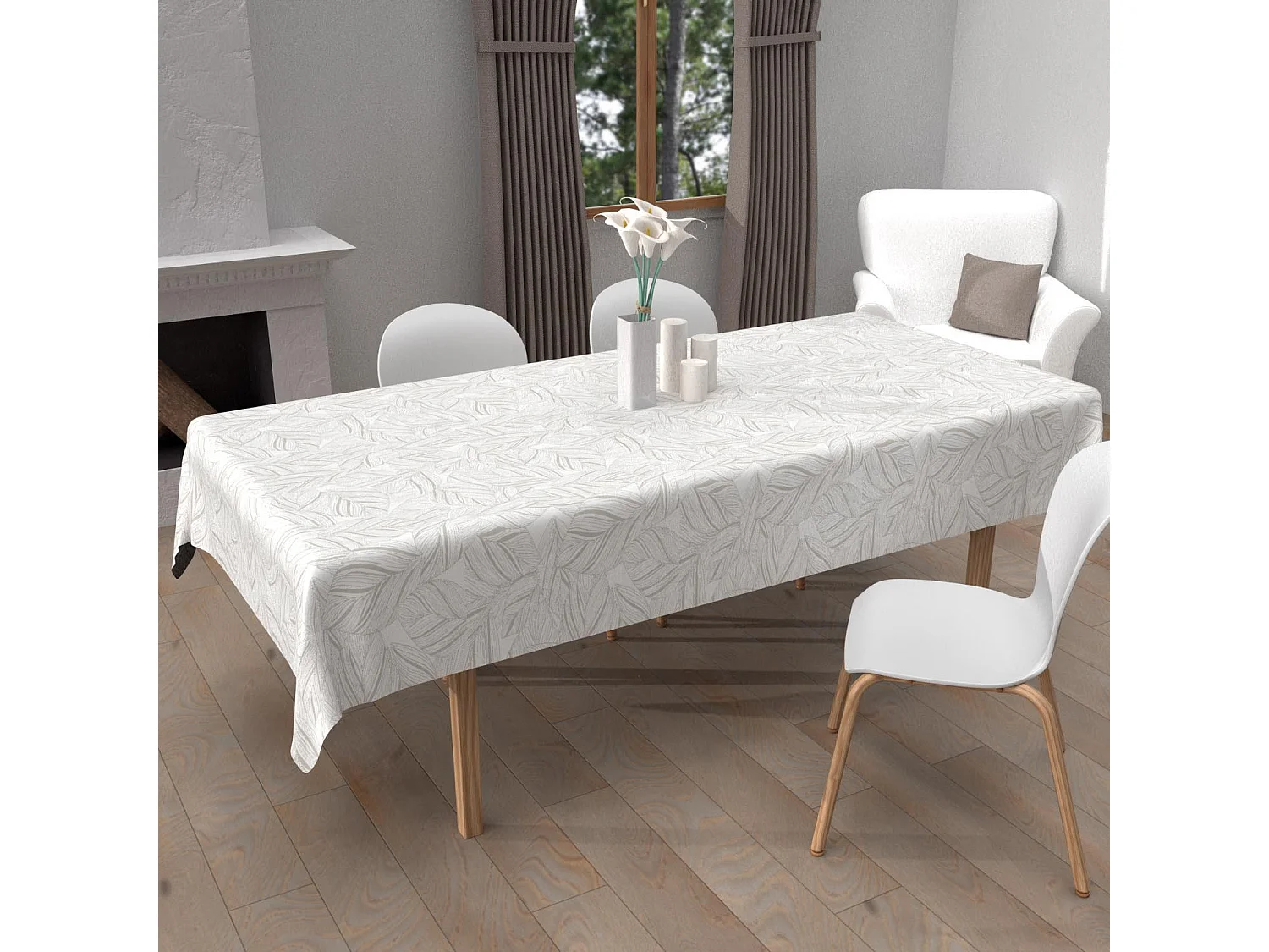 Mantel rectangular estampado antimanchas 140x240 cm VENUS, por Soleil d'Ocre