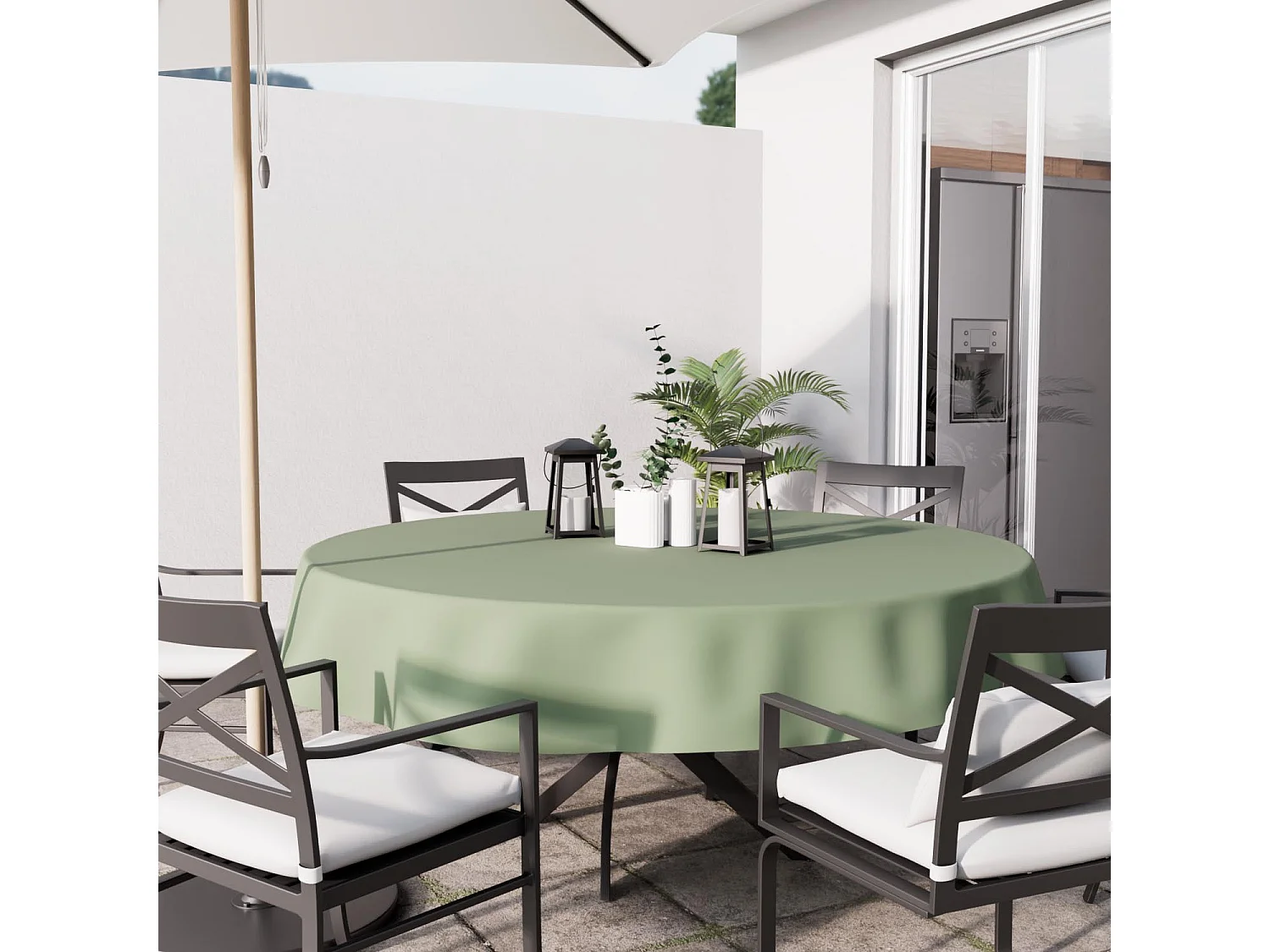 Nappe anti-tâches ronde 180 cm ALIX kaki , par Soleil d'Ocre