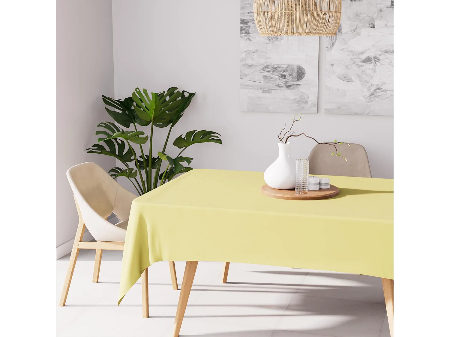 Nappe anti-tâches rectangle 140x240 cm ALIX vert citron, par Soleil d'Ocre