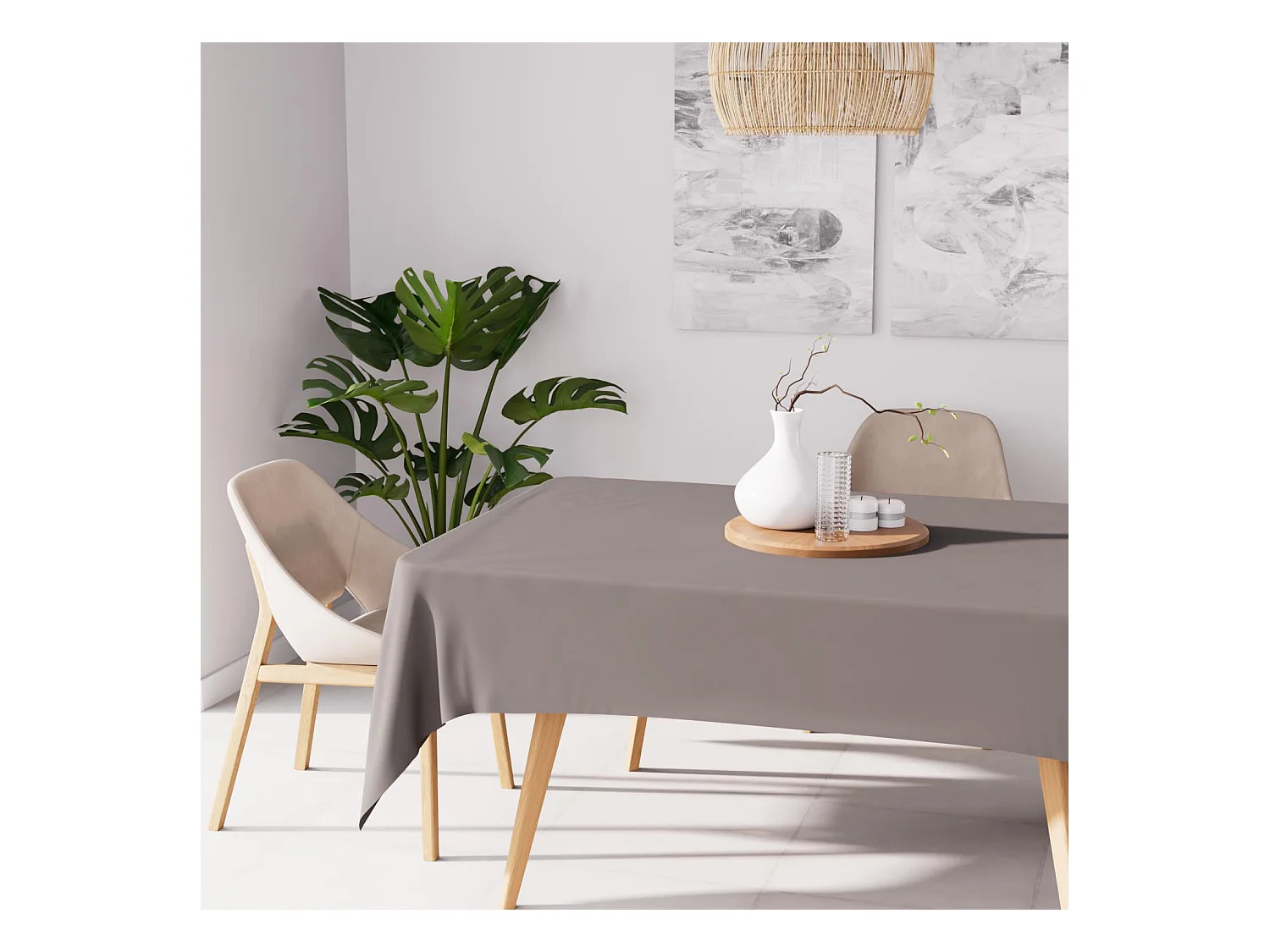 Nappe anti-tâches rectangle 160x270 cm ALIX moka, par Soleil d'Ocre