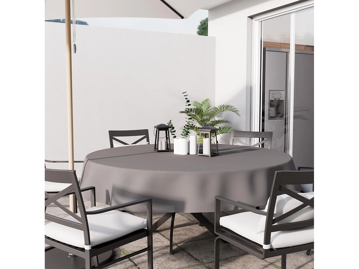 Nappe anti-tâches ronde 180 cm ALIX gris, par Soleil d'Ocre