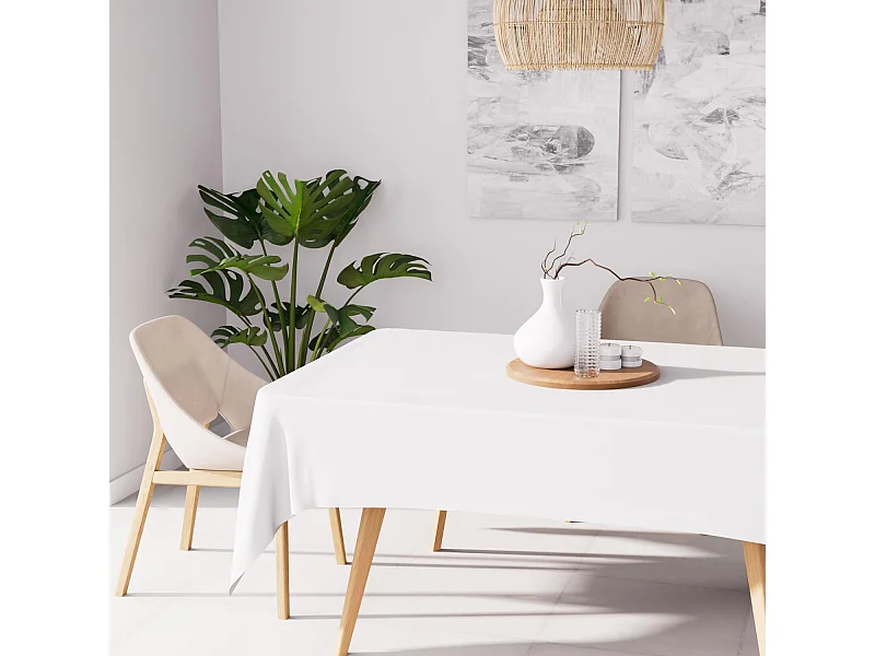 Nappe anti-tâches rectangle 140x240 cm ALIX blanc, par Soleil d'Ocre
