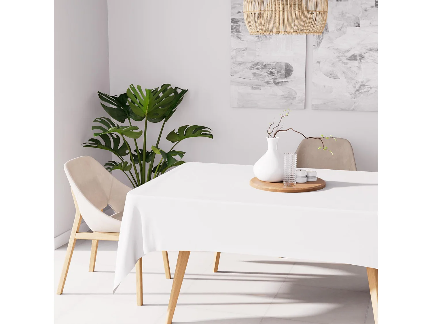 Nappe anti-tâches rectangle 140x240 cm ALIX blanc, par Soleil d'Ocre