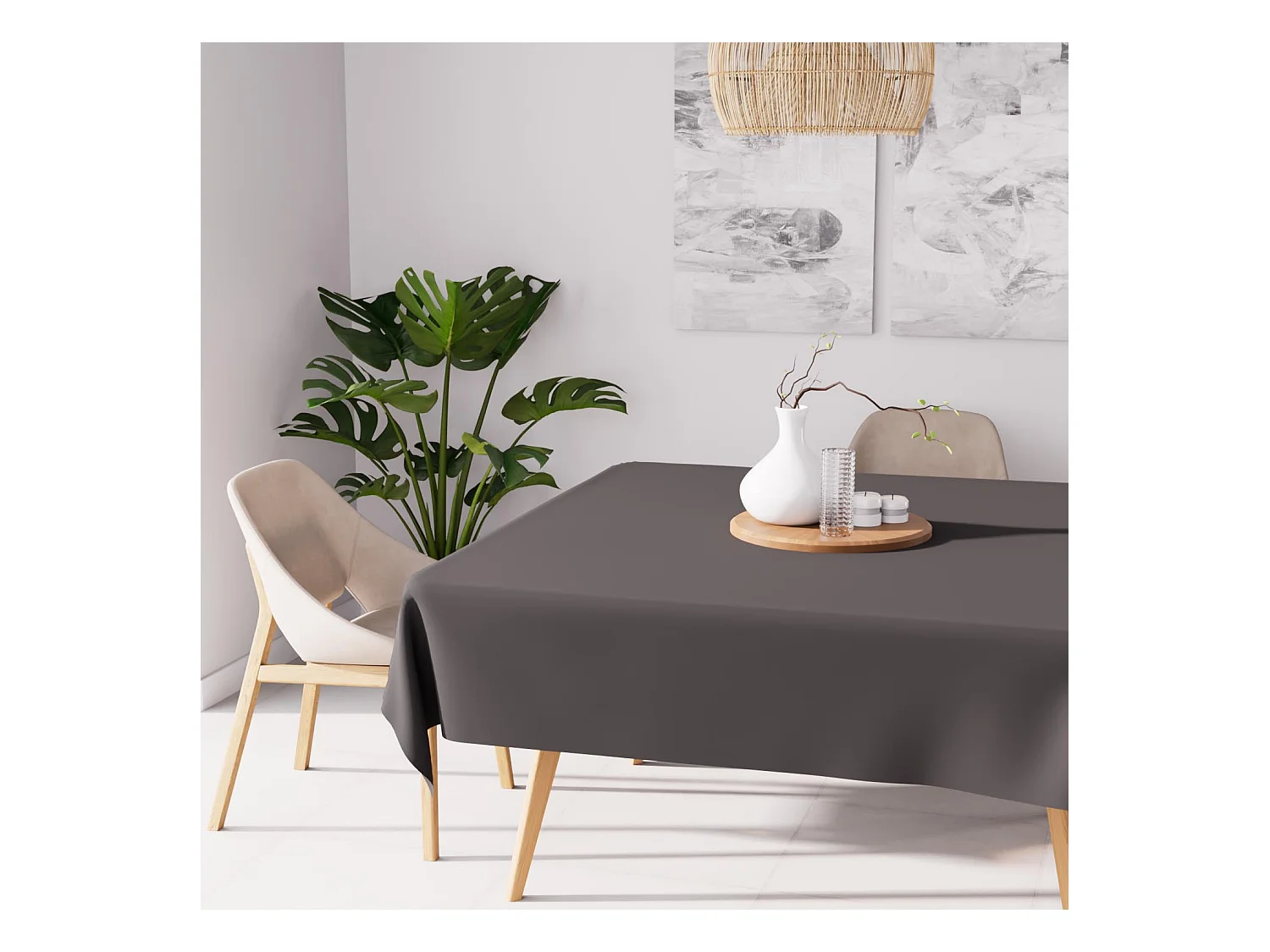 Nappe anti-tâches carrée 140X140 cm ALIX anthracite, par Soleil d'Ocre