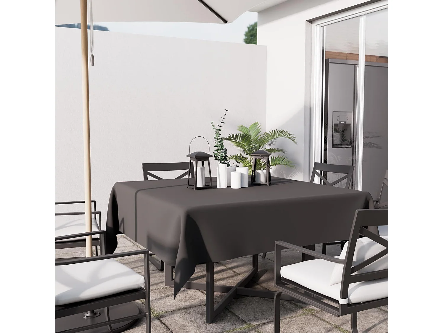 Mantel cuadrado antimanchas 140X140 cm ALIX antracita, por Soleil d'Ocre