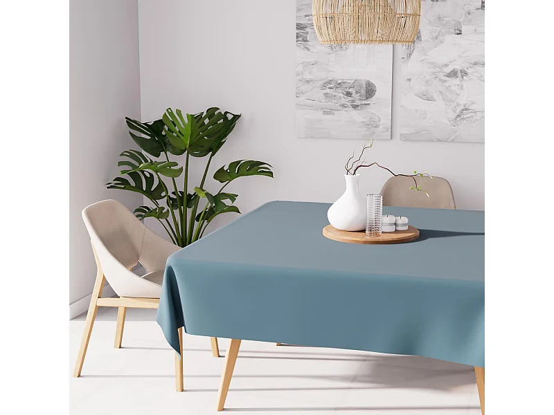 Nappe anti-tâches carrée 140X140 cm ALIX bleu celadon, par Soleil d'ocre