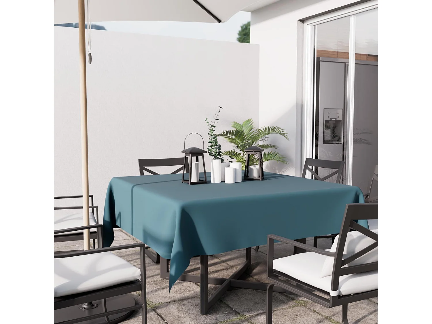 Nappe anti-tâches carrée 140X140 cm ALIX bleu celadon, par Soleil d'ocre