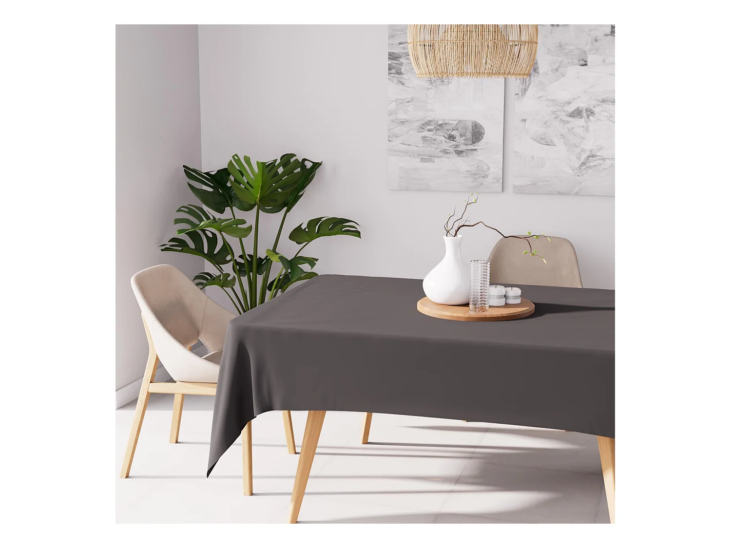 Nappe anti-tâches rectangle 140X200 cm ALIX anthracite, par Soleil d'Ocre