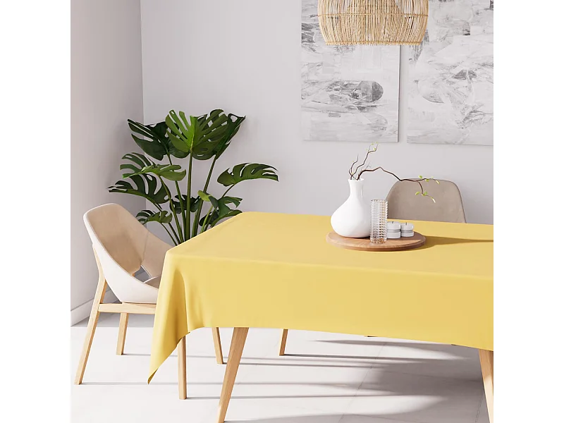 Nappe anti-tâches rectangulaire 140x240 cm ALIX jaune radieux, par Soleil d'Ocre