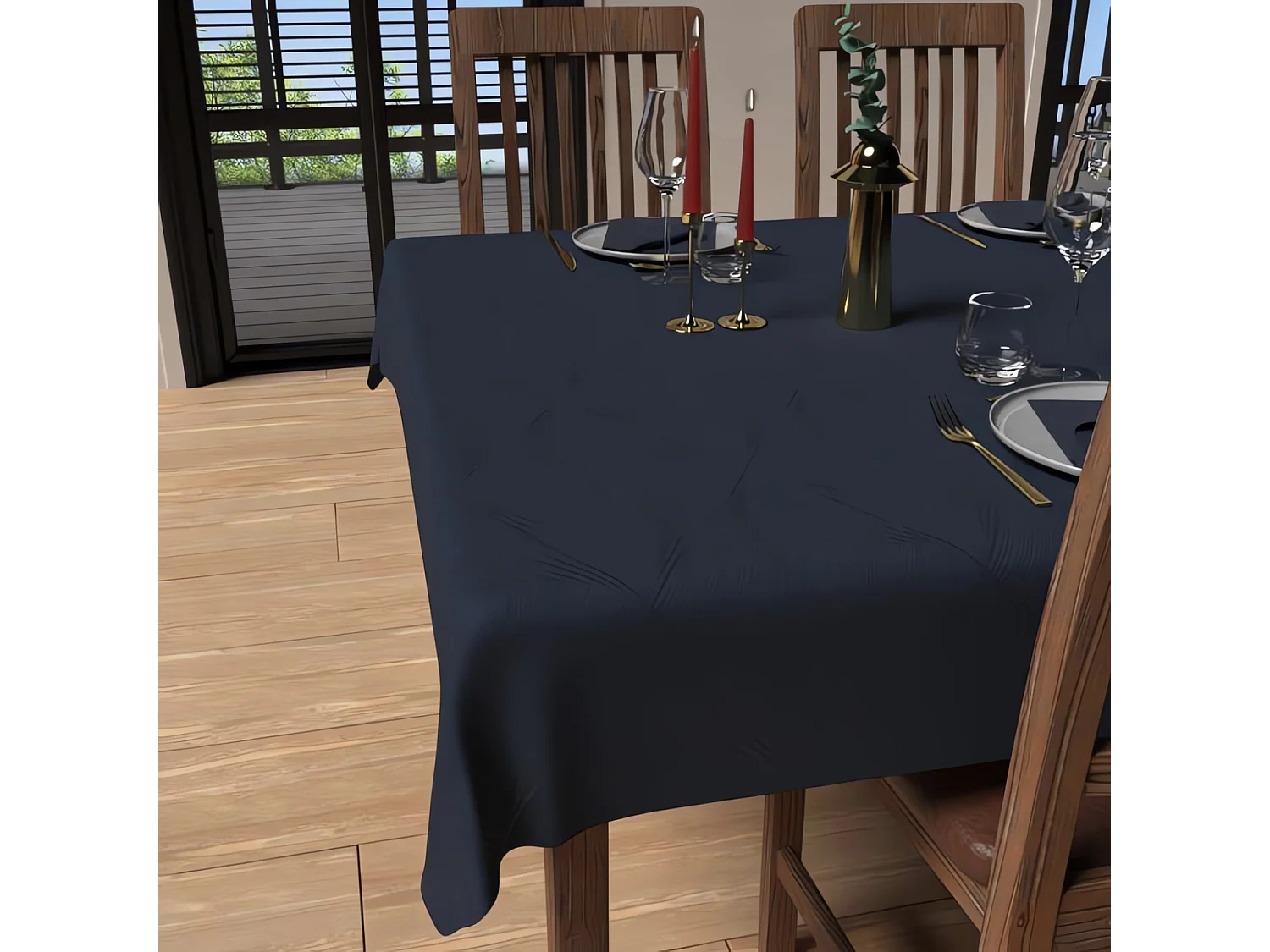 Mantel rectangular antimanchas 150x250 cm LUXURY midnight blue, por Soleil d'Ocre