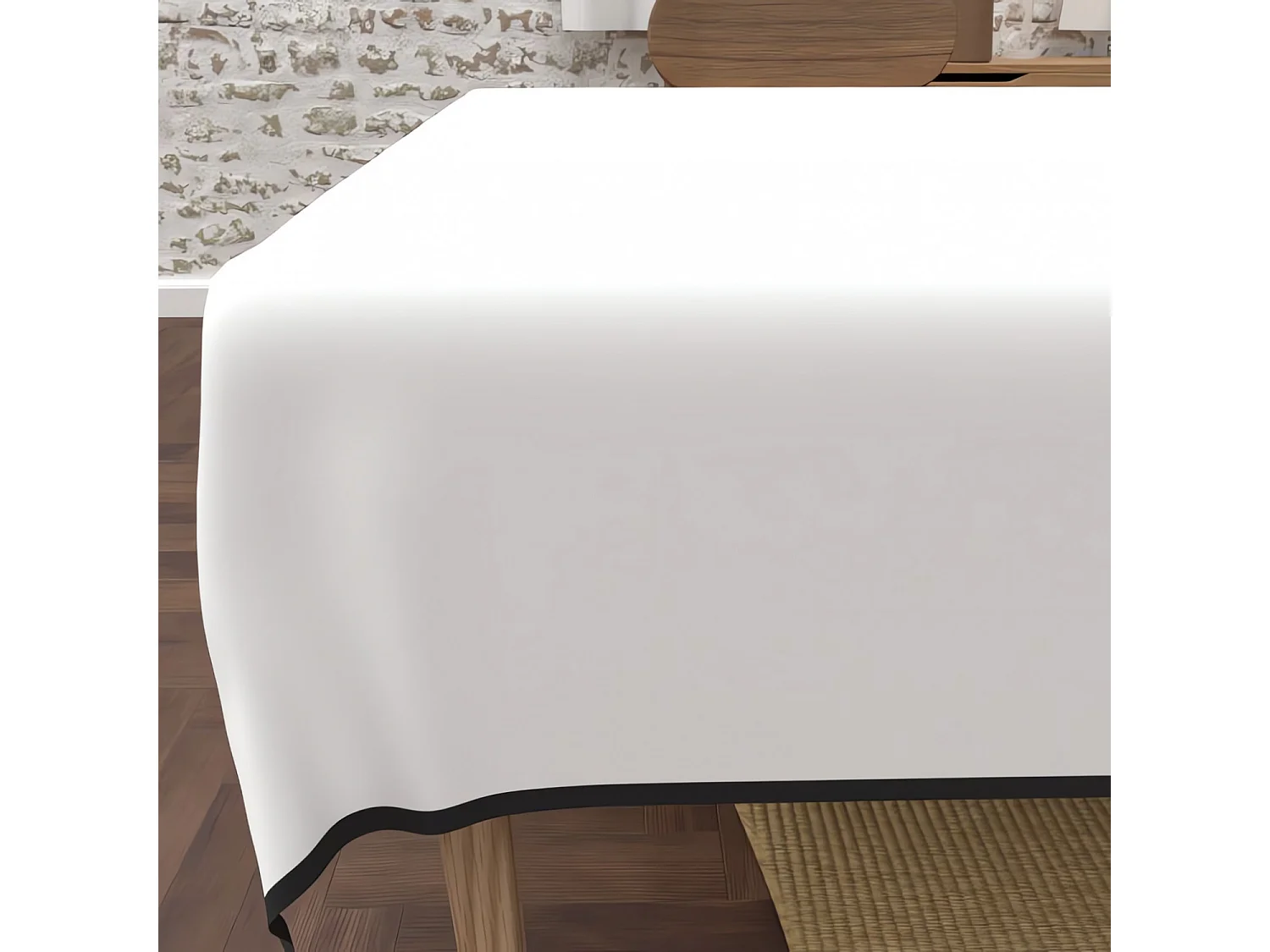 Nappe rectangle anti-tâches en microfibre lavée 140x240 cm BOHEME blanc, par Soleil d'Ocre