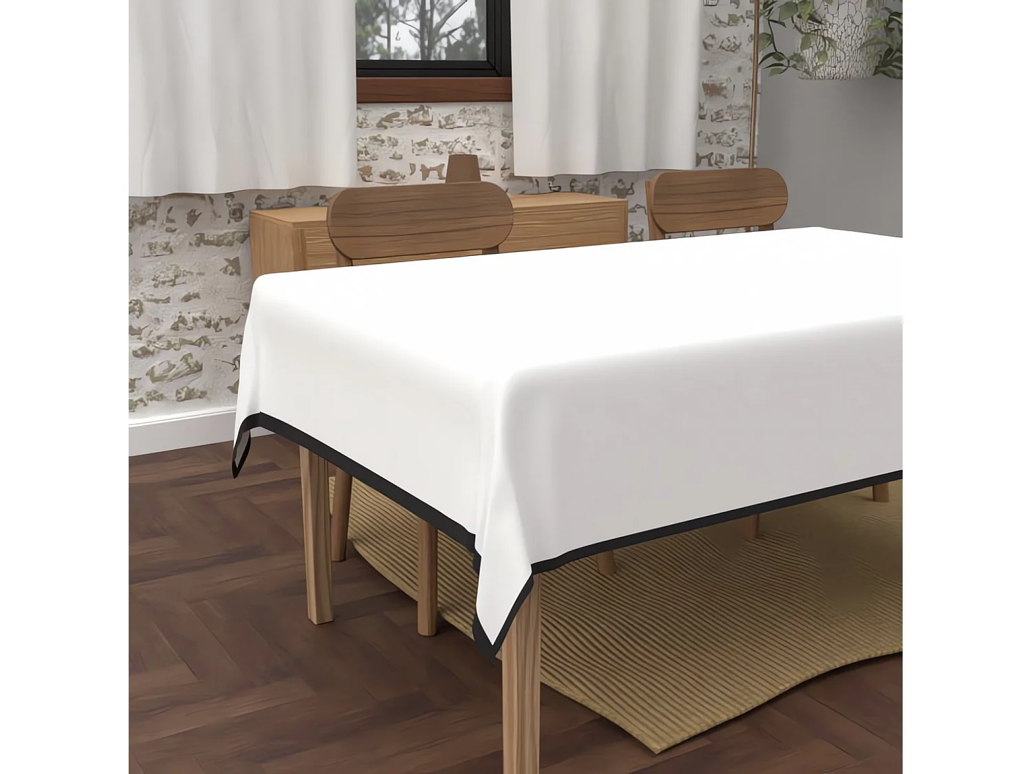 Nappe rectangle anti-tâches en microfibre lavée 140x240 cm BOHEME blanc, par Soleil d'Ocre