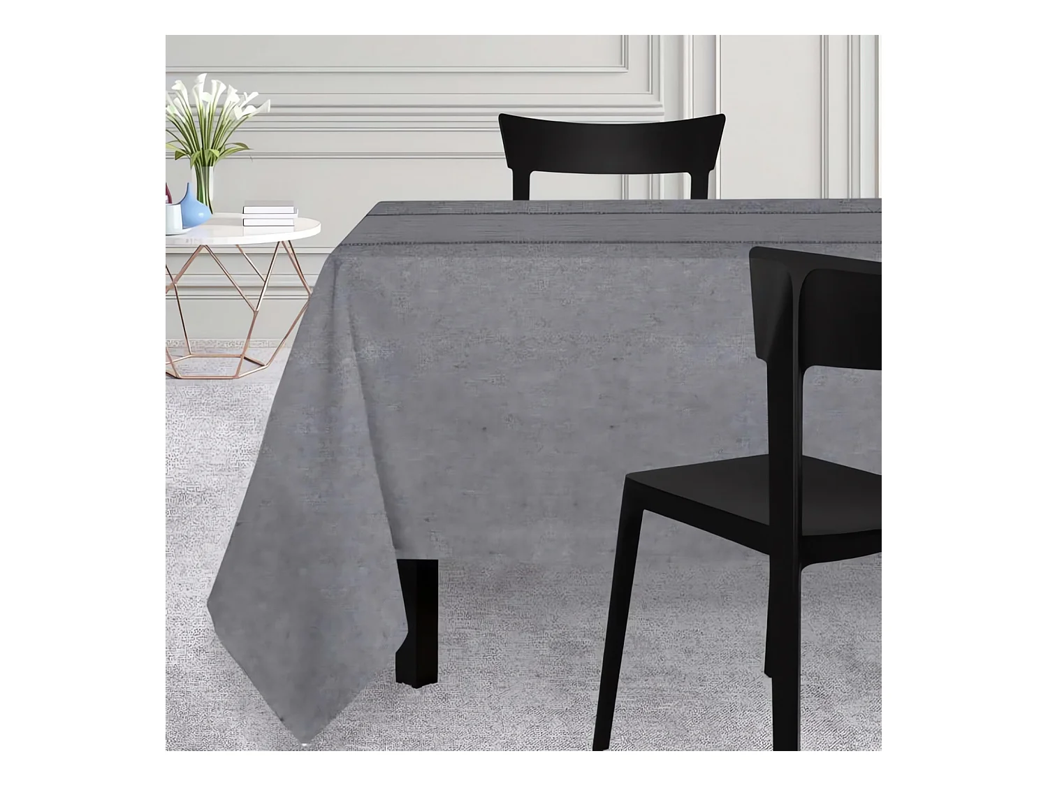 Nappe rectangle 150x300 cm VENISE gris, par Soleil d'Ocre