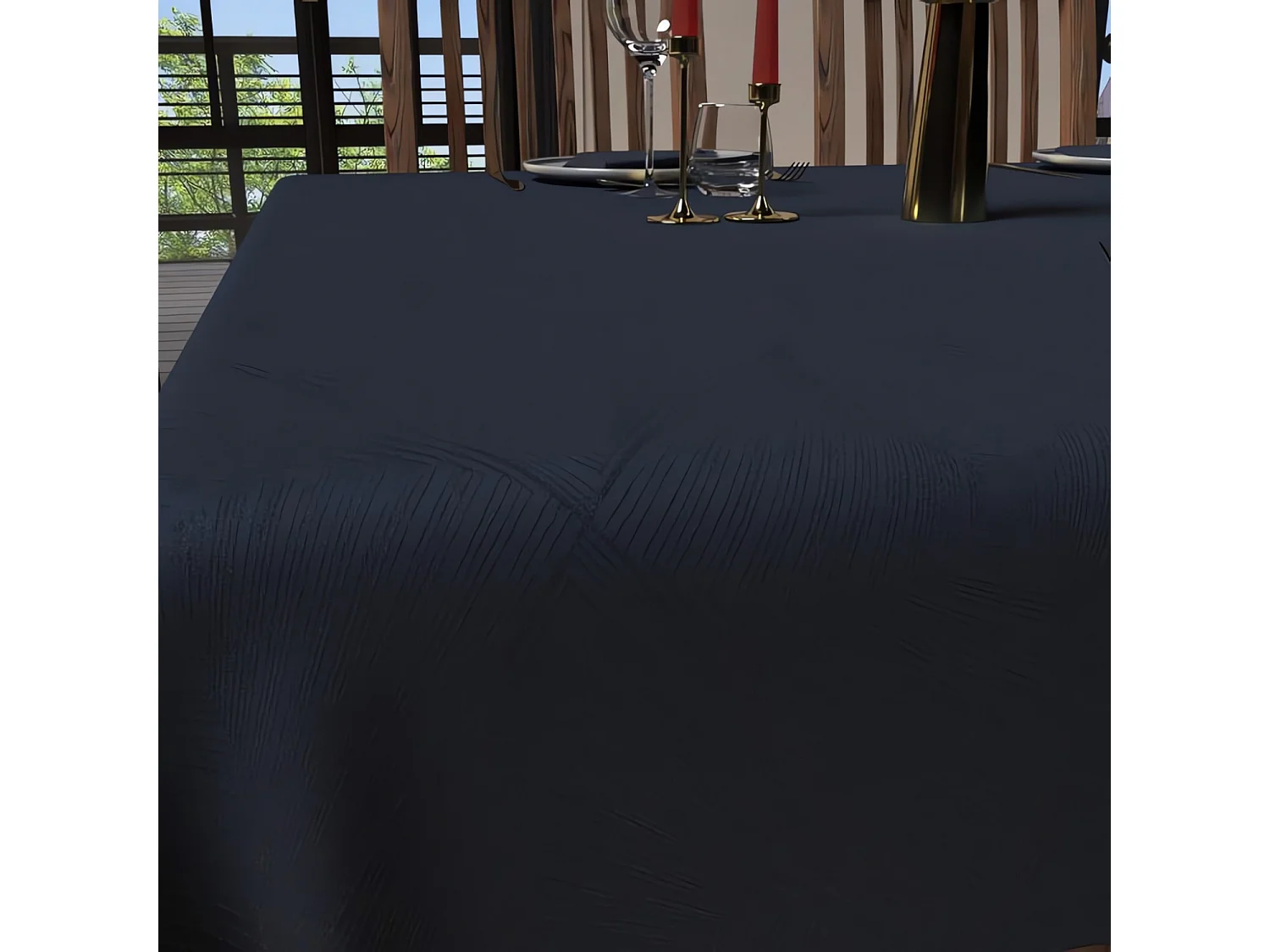 Mantel cuadrado antimanchas 180x180 cm LUXURY midnight blue, de Soleil d'Ocre