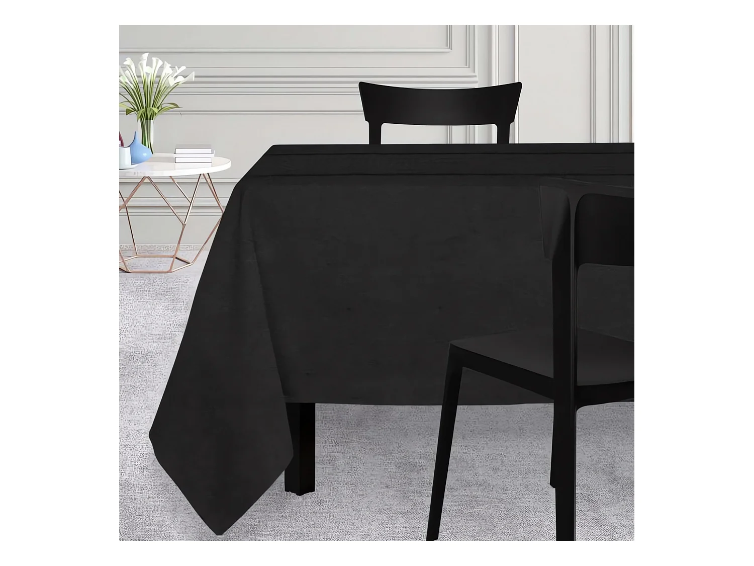 Nappe rectangle 150x300 VENISE noir, par Soleil d'Ocre