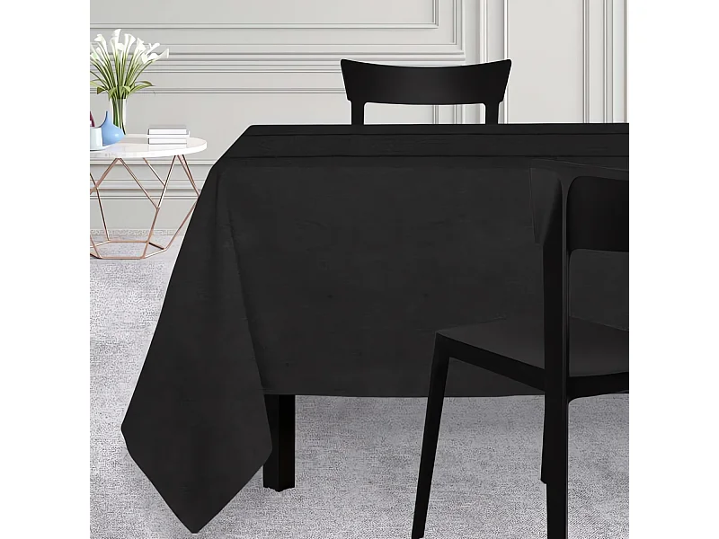 Nappe rectangle 150x300 VENISE noir, par Soleil d'Ocre