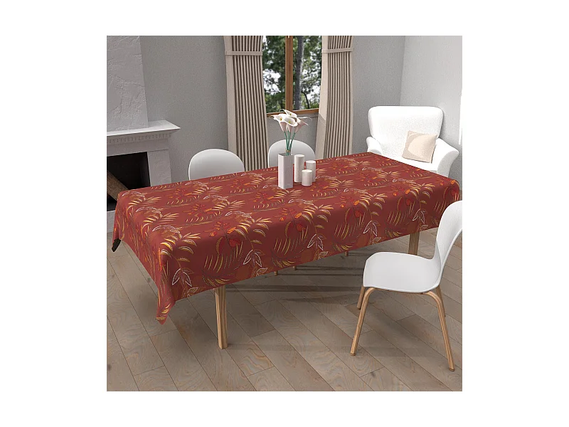 Mantel rectangular estampado antimanchas 140x200 cm FLORES, de Soleil d'Ocre