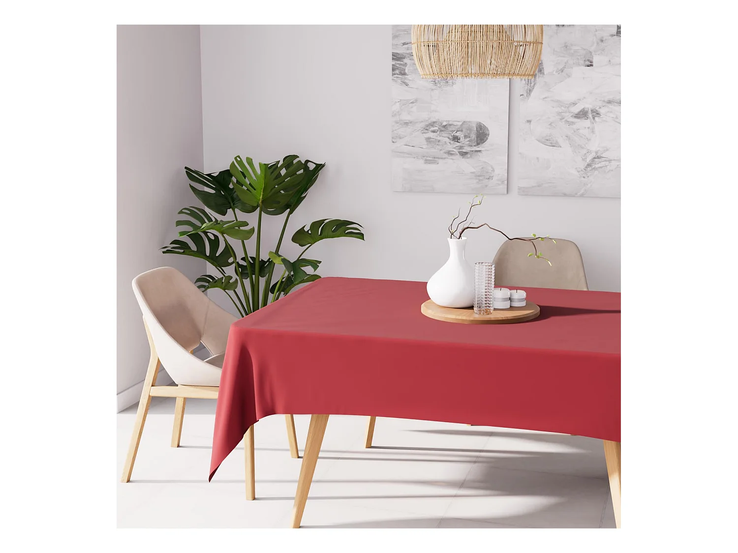 Nappe anti-tâches rectangle 140X200 cm ALIX rouge, par Soleil d'Ocre
