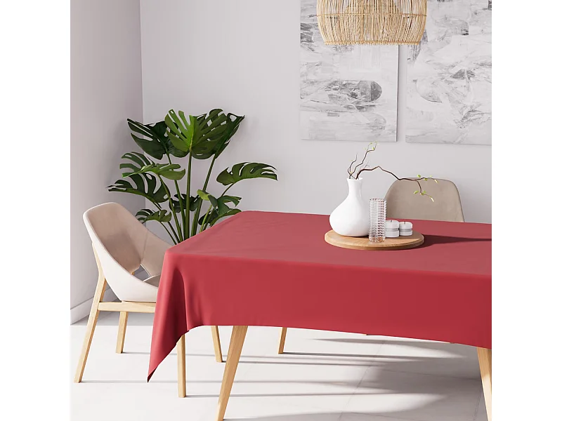 Nappe anti-tâches rectangle 140X200 cm ALIX rouge, par Soleil d'Ocre