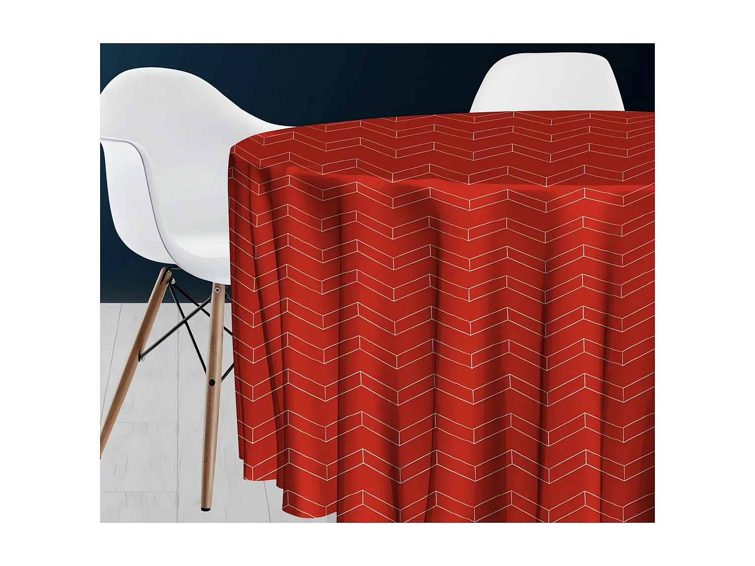 Nappe ronde diam.180 cm SPACE rouge, par Soleil d'Ocre