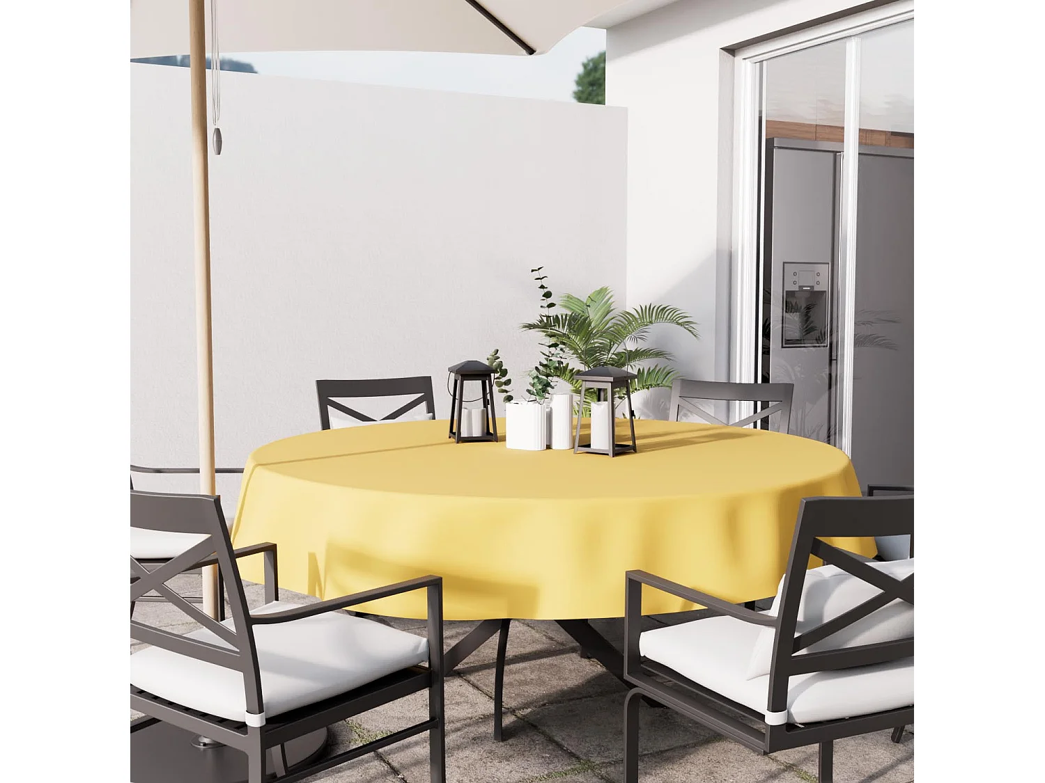 Mantel redondo antimanchas 180 cm ALIX amarillo radiante, de Soleil d'Ocre