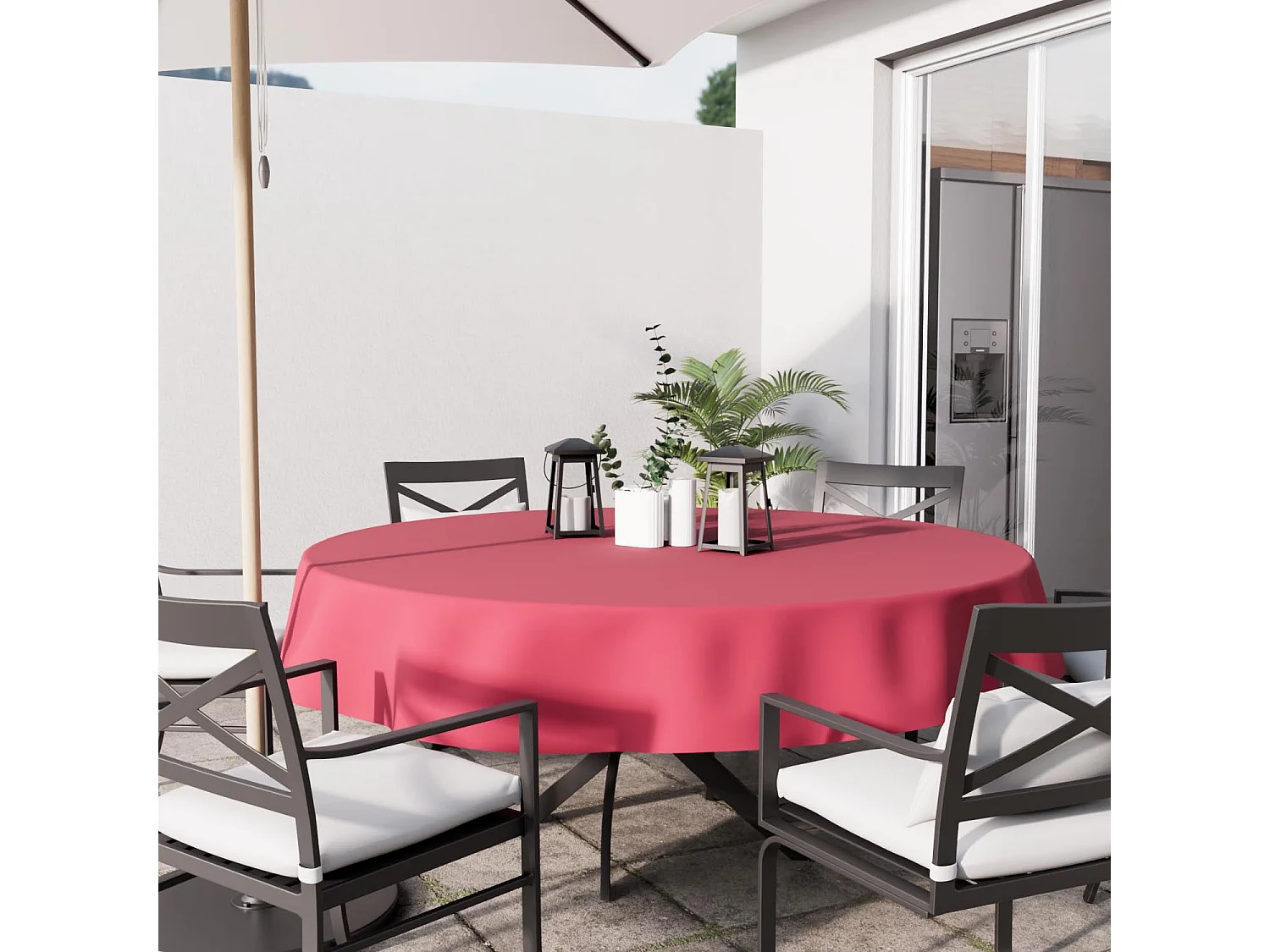 Nappe anti-tâches ronde 180 cm ALIX framboise, par Soleil d'Ocre