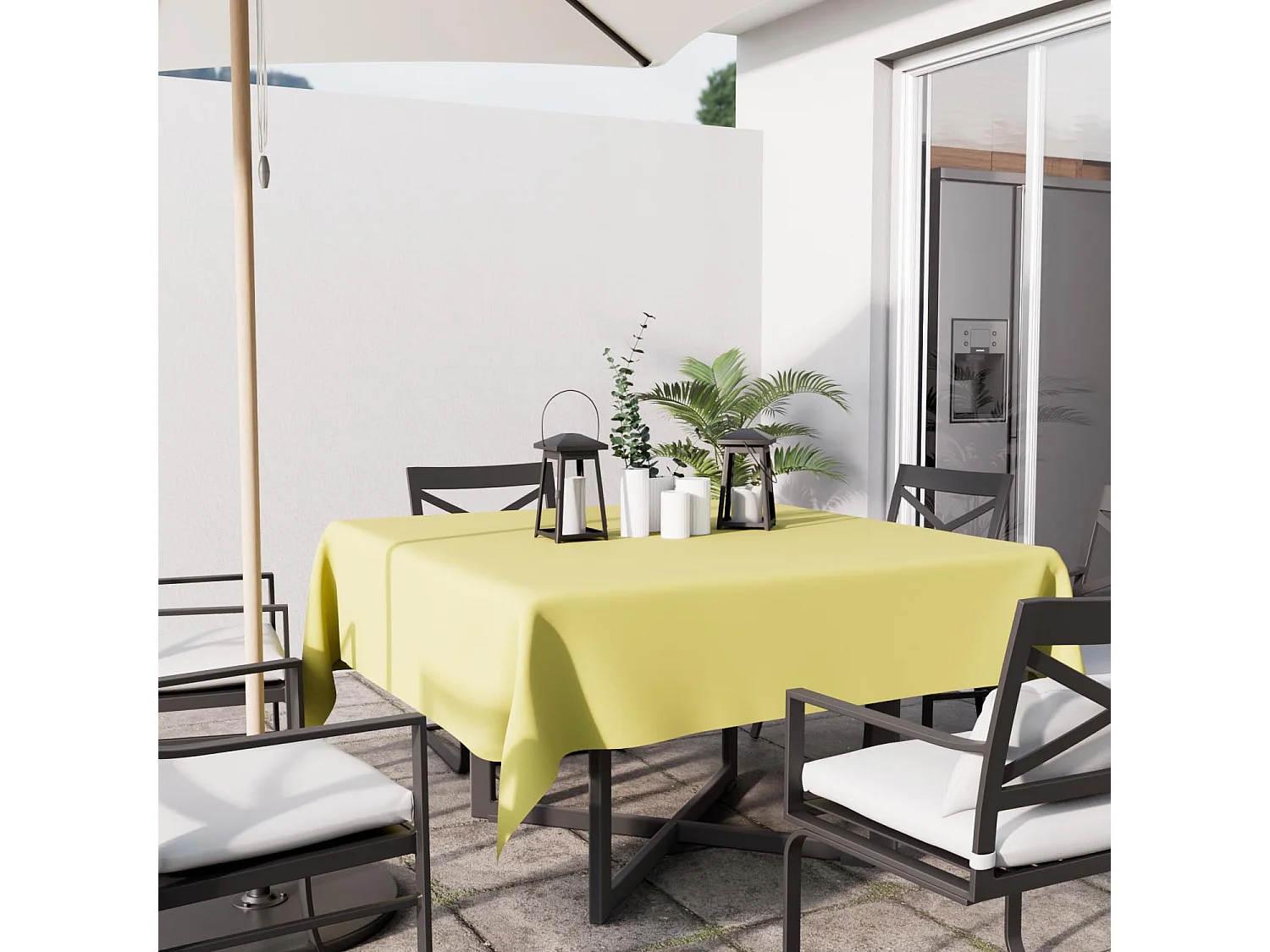 Mantel cuadrado antimanchas 180X180 cm ALIX verde lima, de Soleil d'Ocre