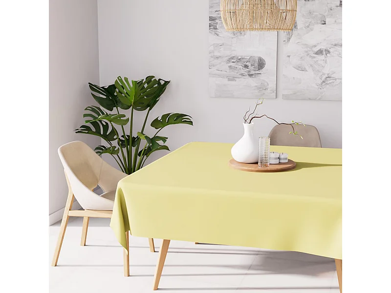 Nappe anti-tâches carrée 180X180 cm ALIX vert citron, par Soleil d'ocre