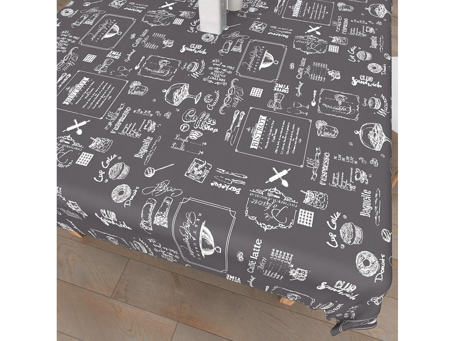 Mantel rectangular estampado antimanchas 140x200 cm COFFEE, de Soleil d'Ocre