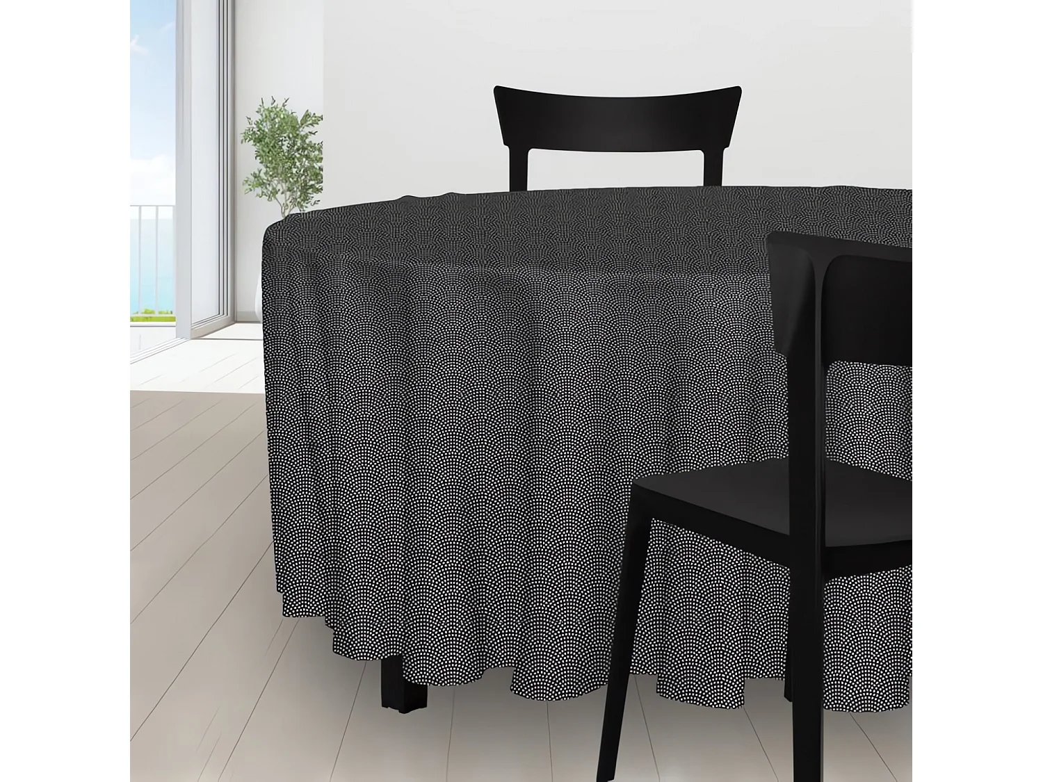 Mantel redondo diámetro 180 cm Pizarra pavo real, de Soleil d'Ocre