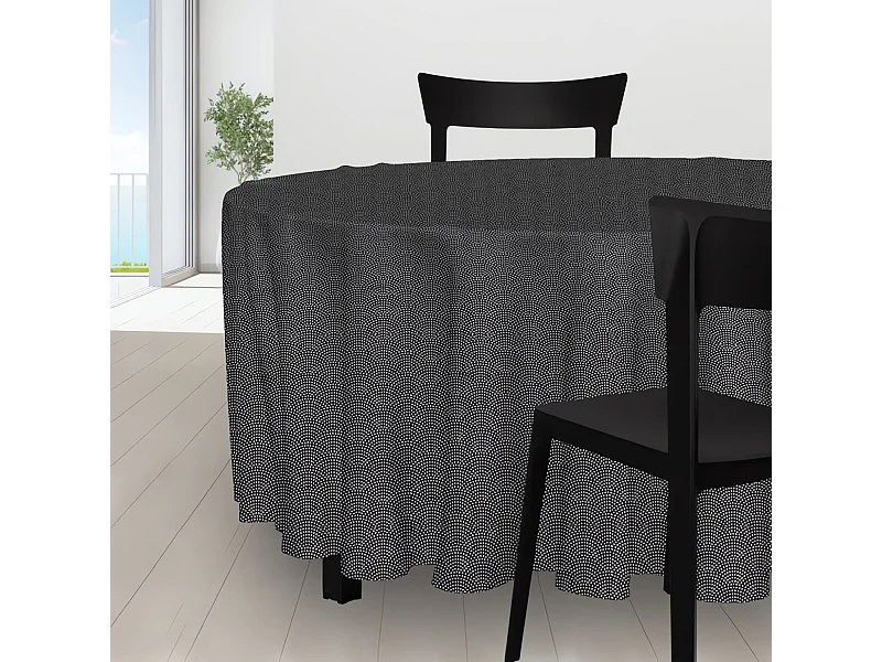 Mantel redondo diámetro 180 cm Pizarra pavo real, de Soleil d'Ocre