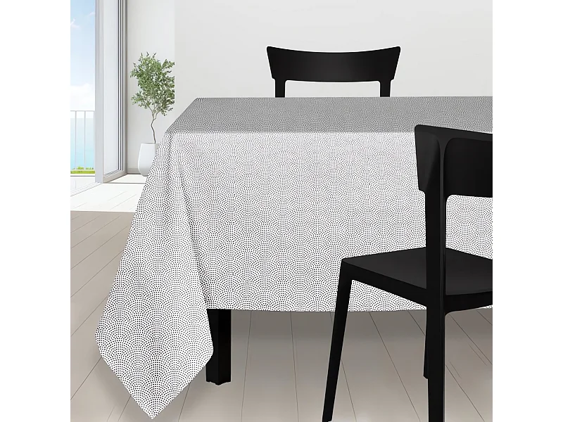 Nappe rectangle 140X240 cm PAON blanc, par Soleil d'Ocre