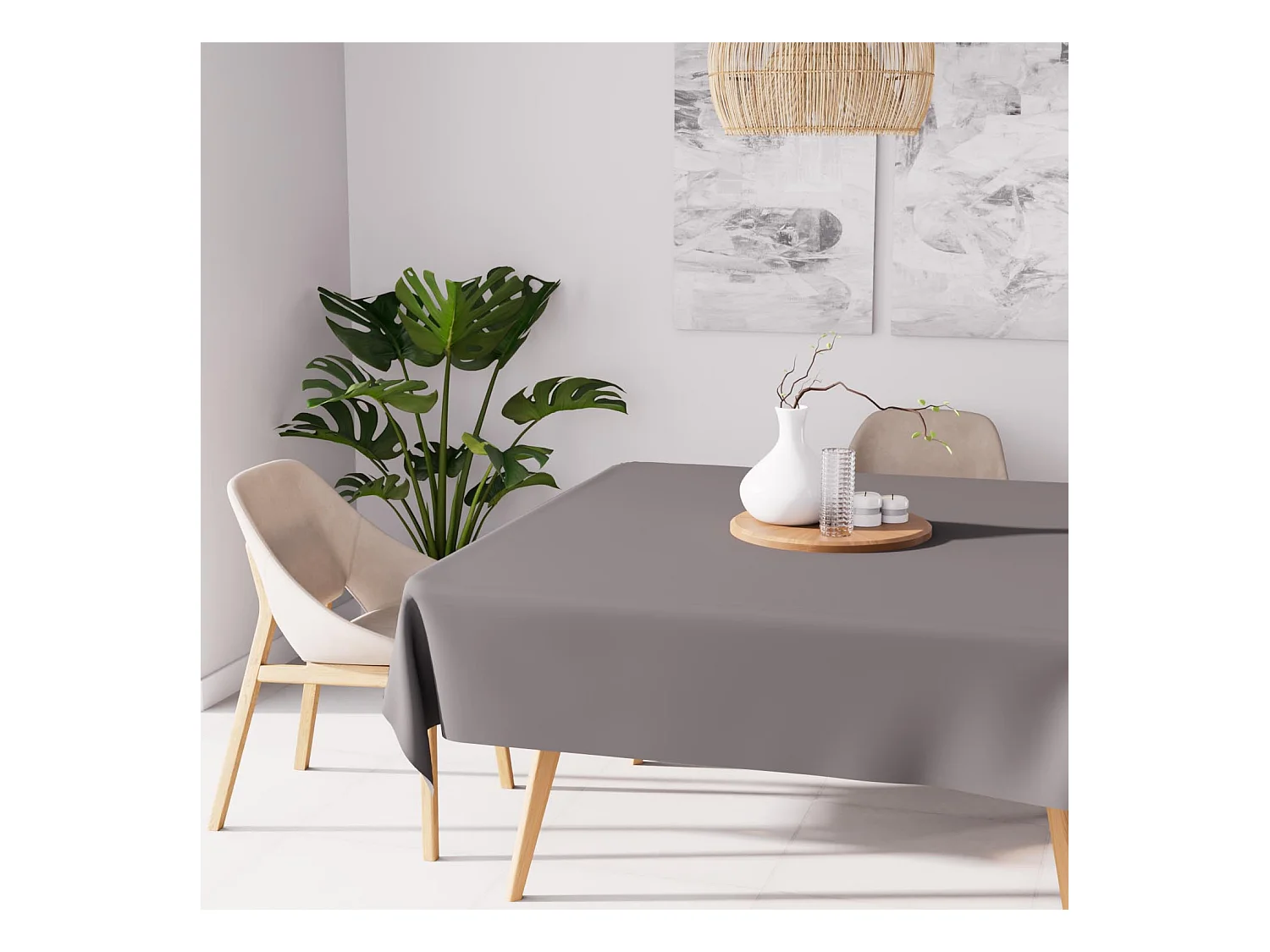 Nappe anti-tâches carrée 180x180 cm ALIX gris, par Soleil d'Ocre