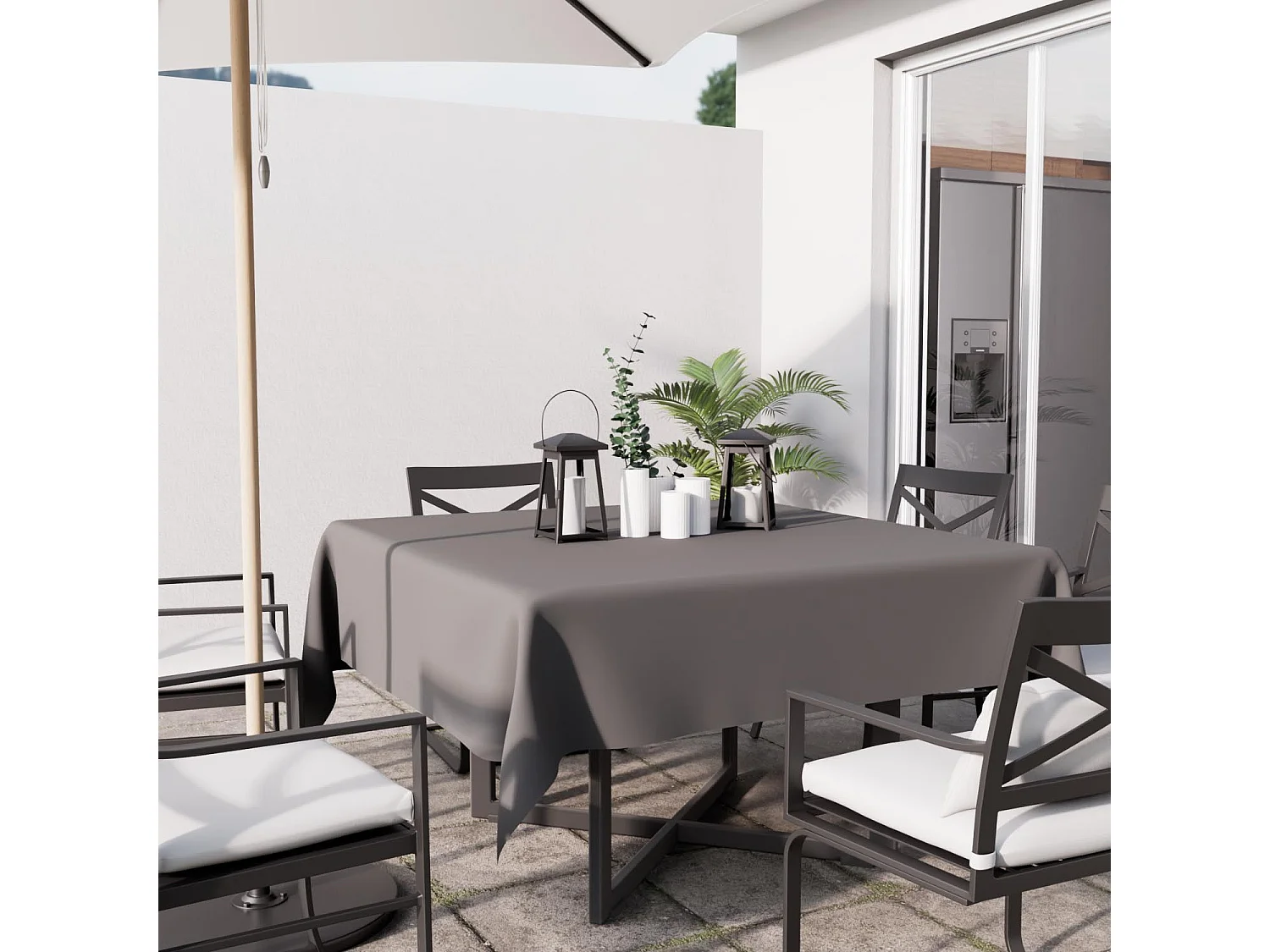 Mantel cuadrado antimanchas 180x180 cm ALIX gris, por Soleil d'Ocre