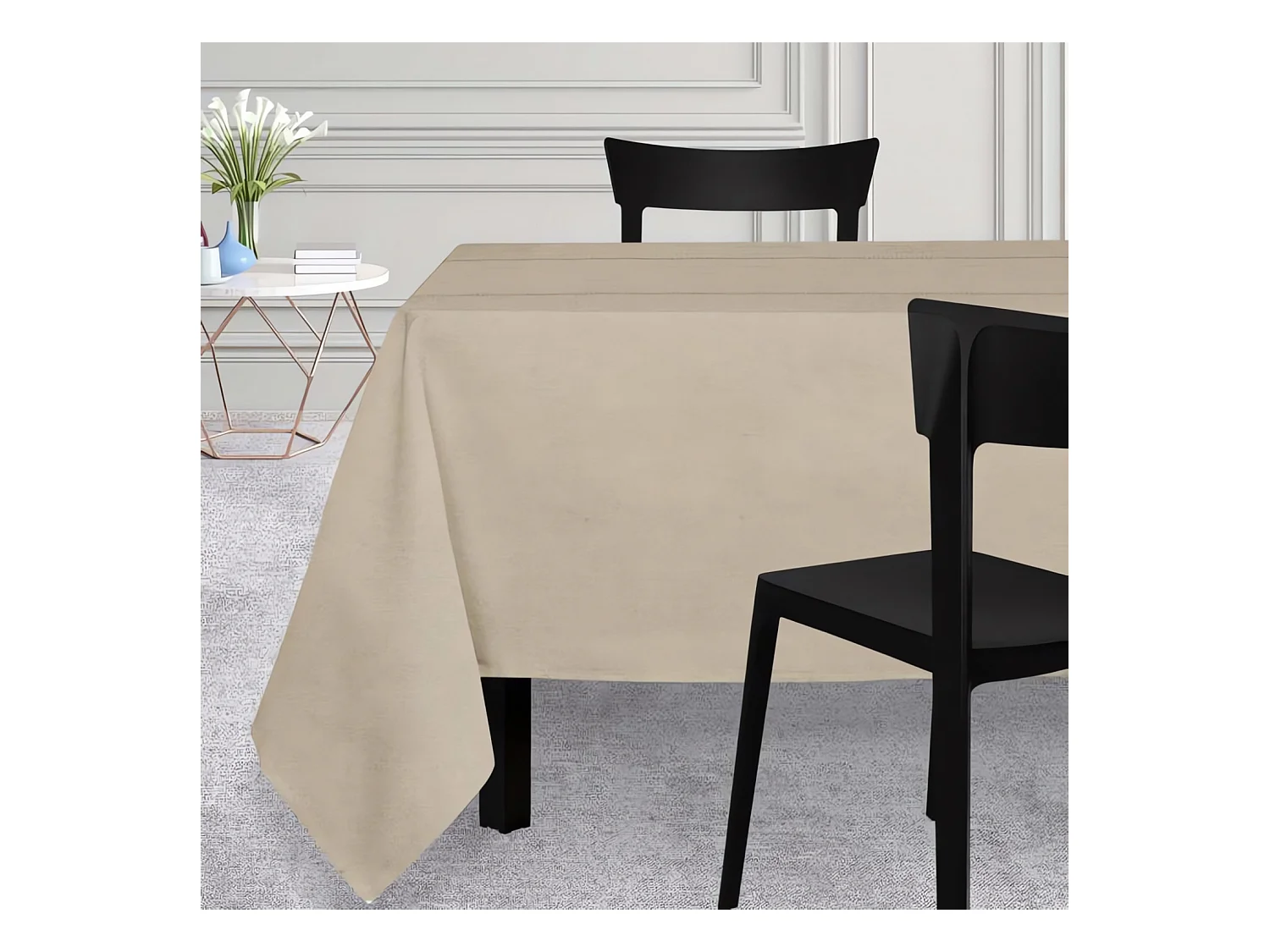 Nappe rectangle 150x250 cm VENISE beige, par Soleil d'Ocre