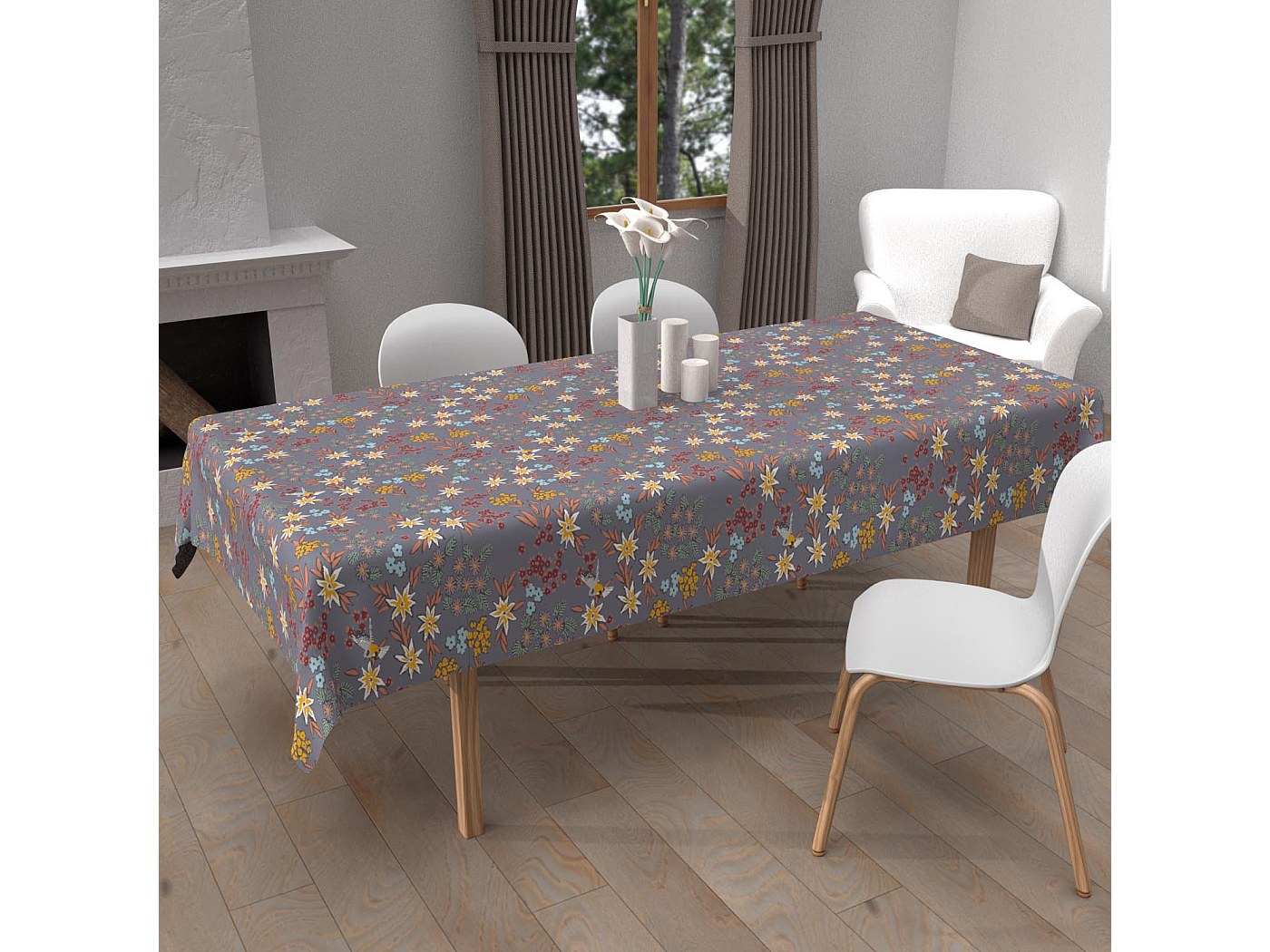 Nappe Rectangle Anti-tâches En Microfibre Lavée 140x240 Cm BOHEME Lin, Par Solei