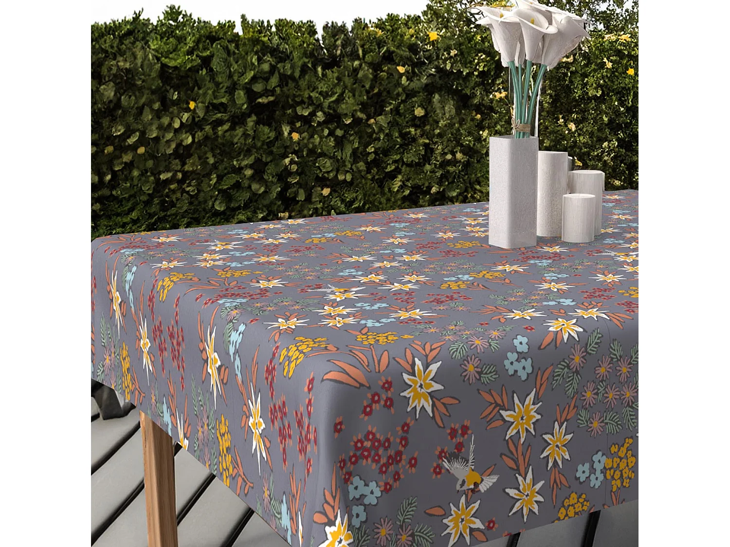 Nappe imprimée anti-tâches rectangle 140x300 cm ARTEMIS, par Soleil d&#039;Ocre