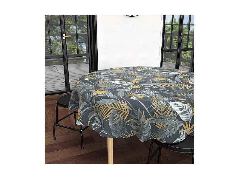 Mantel redondo antimanchas 180 cm TROPIC, de Soleil d'Ocre