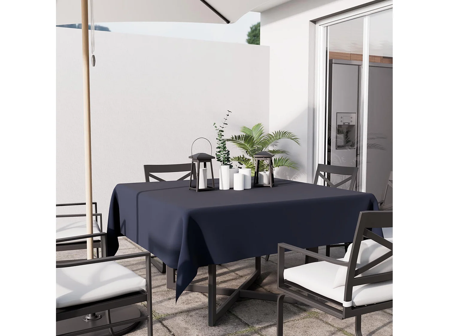 Mantel cuadrado antimanchas 140X140 cm ALIX BLEU JEAN, por Soleil d'Ocre