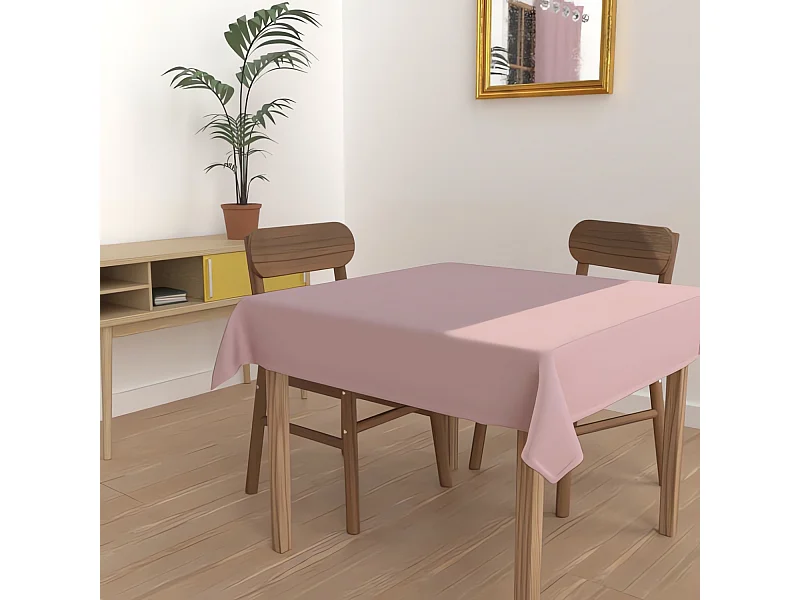 Mantel cuadrado antimanchas 180x180 cm ALIX rosa, de Soleil d'Ocre