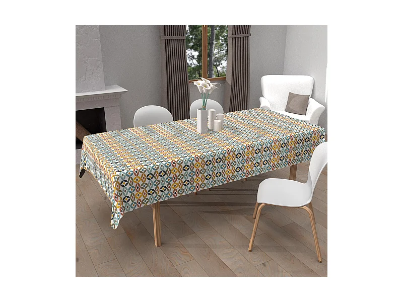Mantel rectangular estampado antimanchas 140x200 cm OURANOS, de Soleil d'Ocre