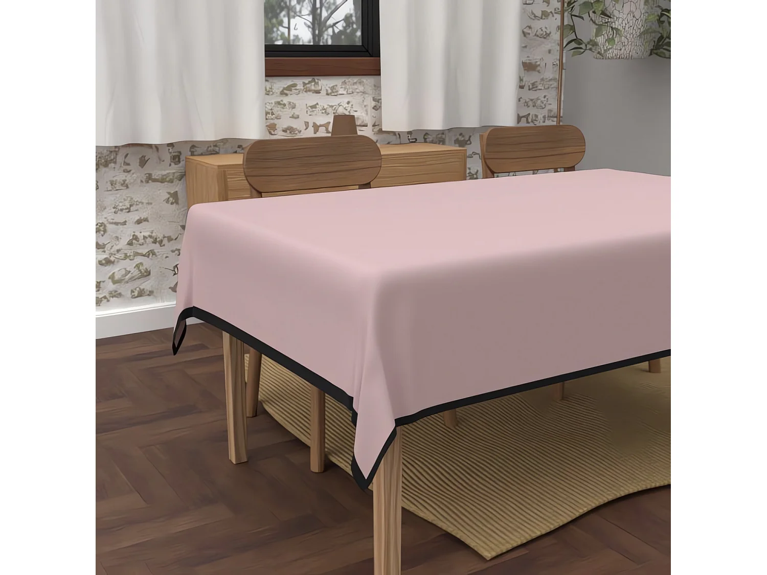 Nappe rectangle anti-tâches en microfibre lavée 160x270 cm BOHEME vieux rose, par Soleil d'Ocre