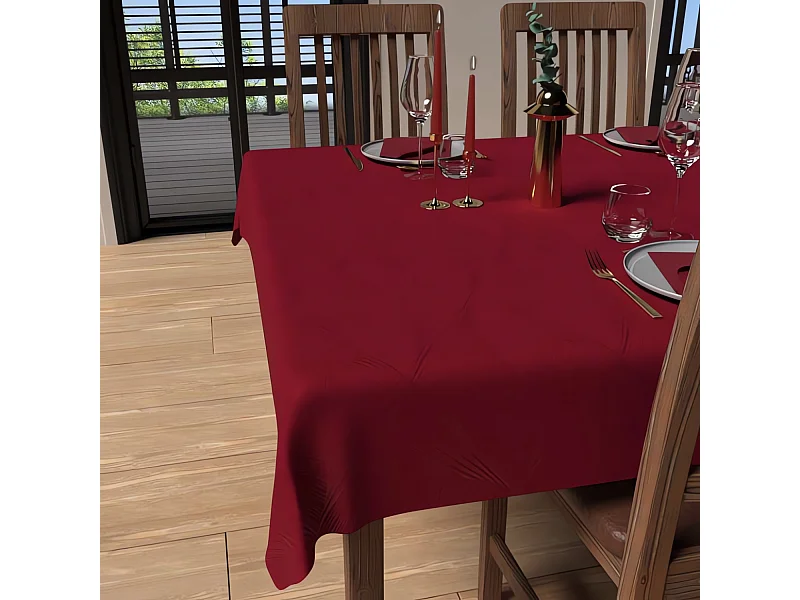 Nappe carrée anti-tâches 180x180 cm LUXURY rouge, par Soleil d'Ocre