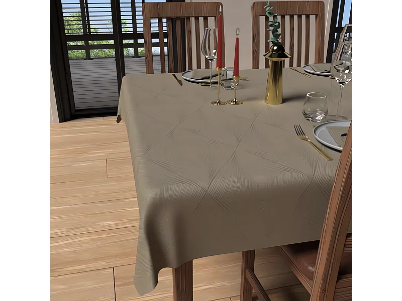 Mantel rectangular antimanchas 150x300 cm Champagne LUXUR, por Soleil d'Ocre
