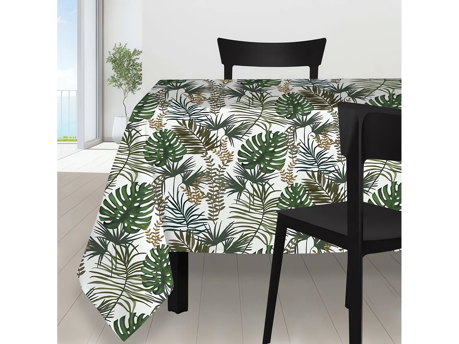 Nappe rectangle anti-tâches 140x300 cm AMAZONIE blanc, par Soleil d'Ocre