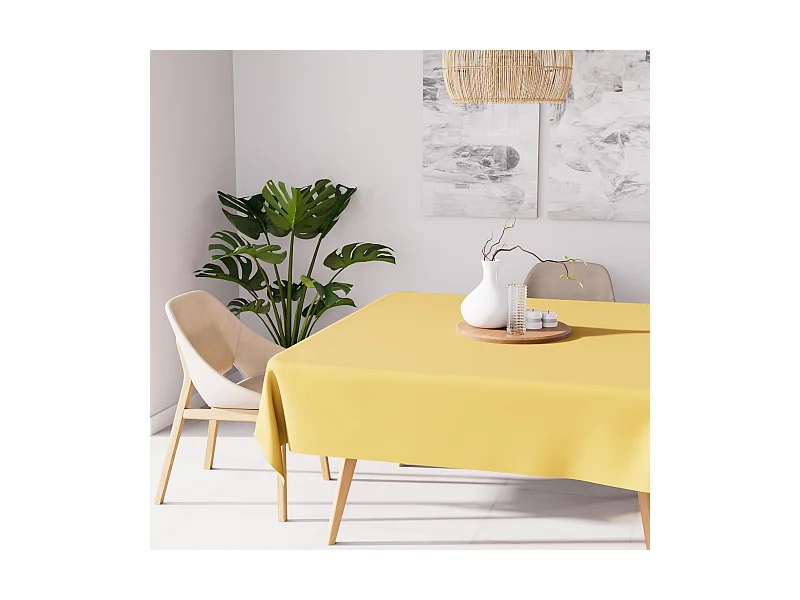 Nappe anti-tâches carrée 180x180 cm ALIX jaune radieux, par Soleil d'Ocre