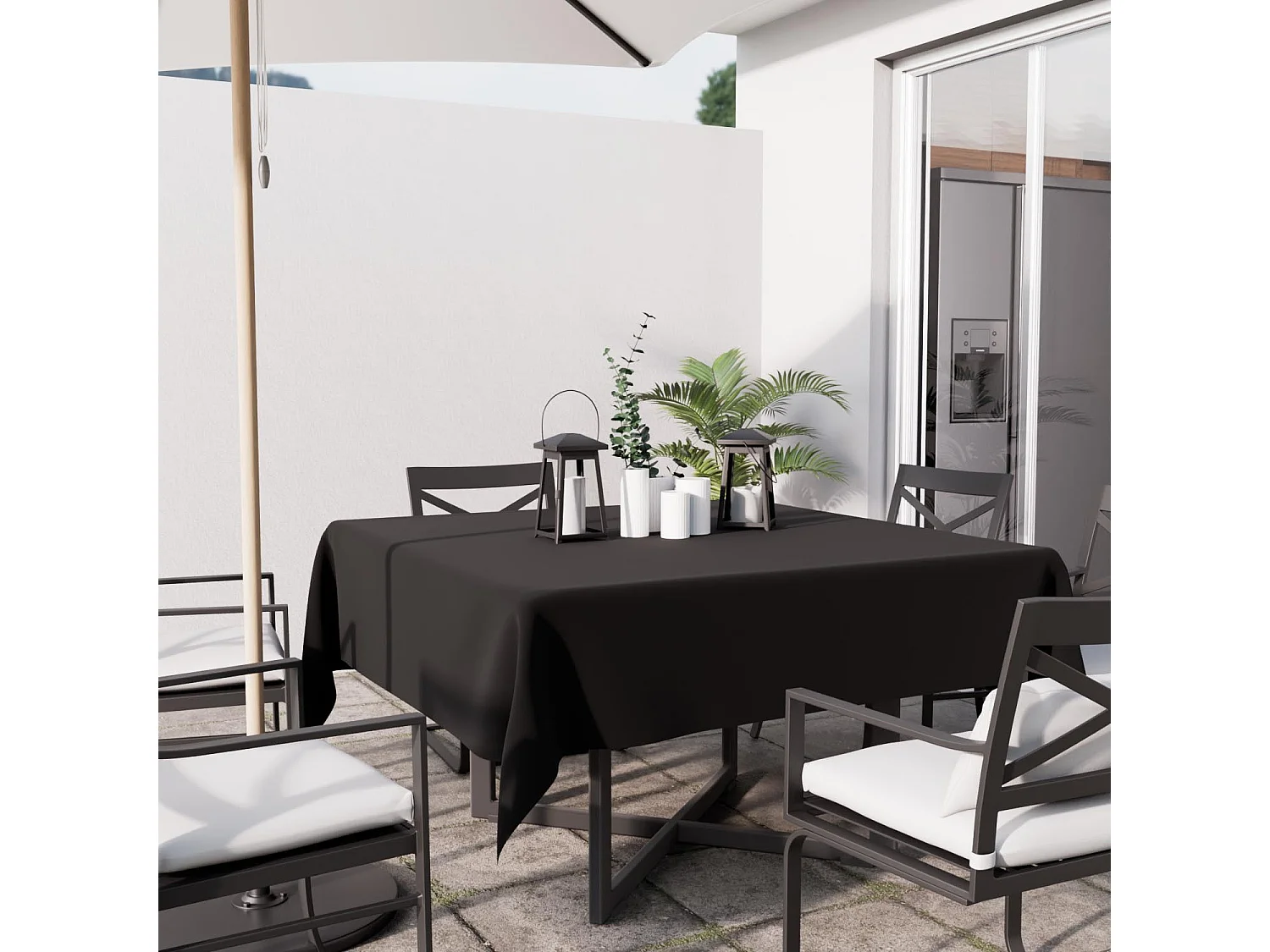 Mantel cuadrado antimanchas 140X140 cm ALIX negro, de Soleil d'Ocre