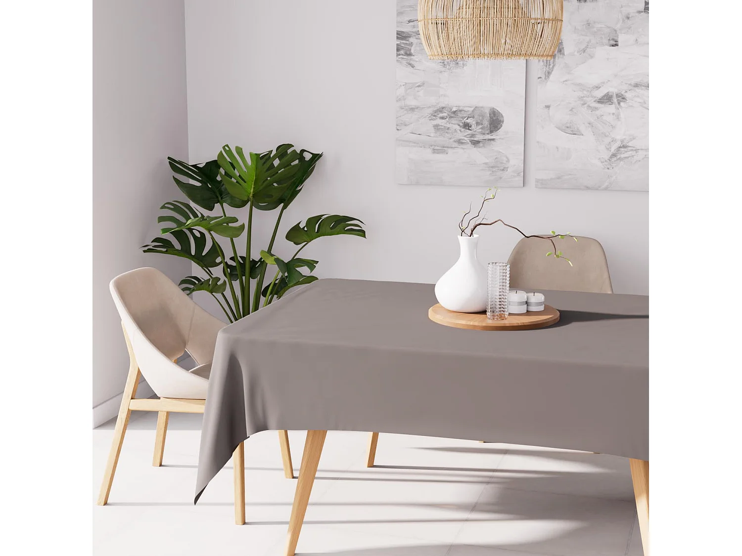 Nappe anti-tâches rectangle 140X200 cm ALIX moka, par Soleil d'Ocre