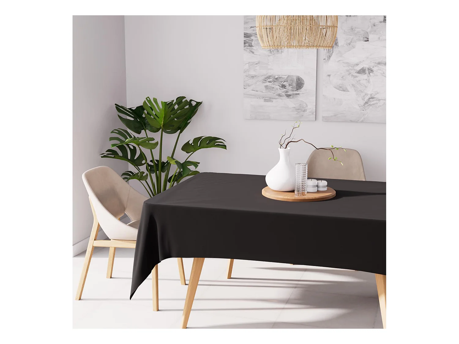 Nappe anti-tâches rectangle 140X200 cm ALIX noir, par Soleil d'Ocre