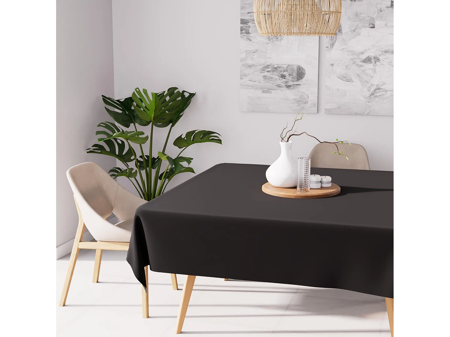 Mantel cuadrado antimanchas 180x180 cm ALIX negro, de Soleil d'Ocre